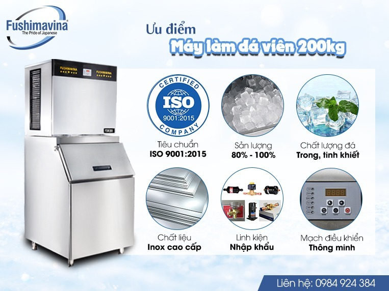 máy làm đá viên 200kg cho quán trà sữa