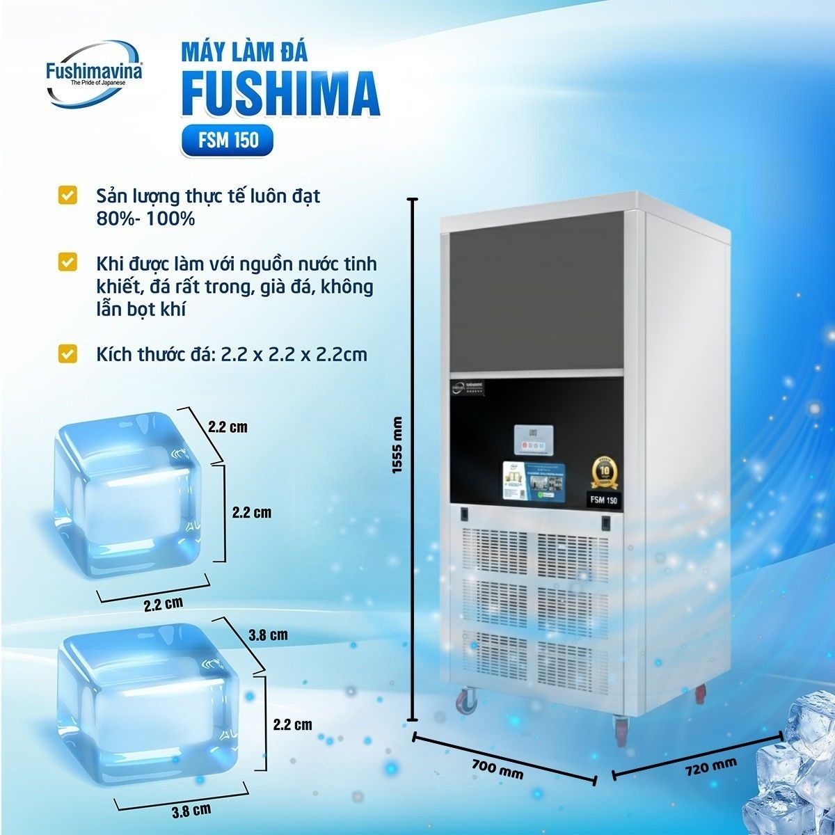 Máy làm đá cà phê 150kg 1 may-lam-da-vien-150kg-fushimavina-1