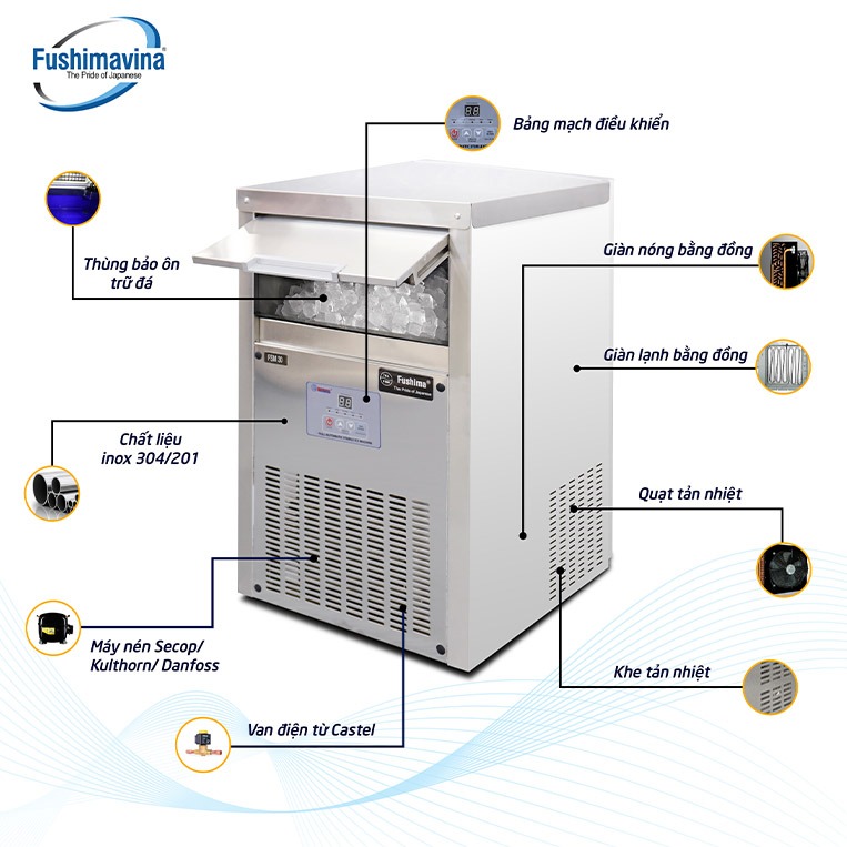 linh kiện máy làm đá 30kg đều là hàng ngoại nhập