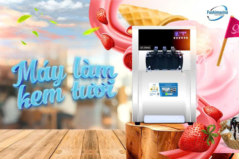 máy làm kem 2 máy nén dạng bàn fushima