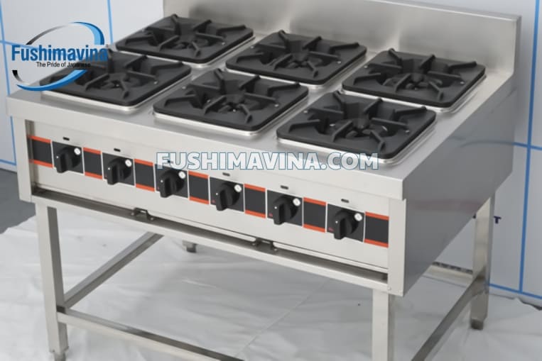 Bếp âu 6 họng chân cao 3 thiết kế hình chữ nhật kiểu dáng hiện đại