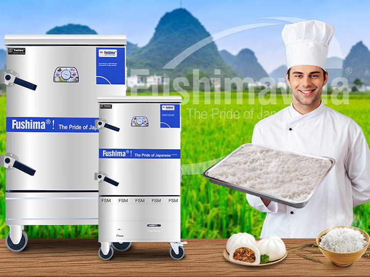 Tủ nấu cơm ga điện 12 khay Fushima