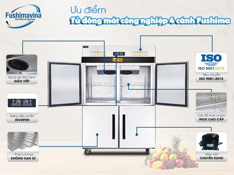 Tủ đông mát 4 cánh Fushima hội tụ nhiều ưu điểm