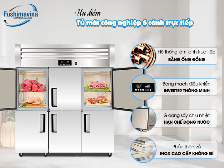 Ưu điểm của tủ mát công nghiệp 6 cánh lạnh trực tiếp