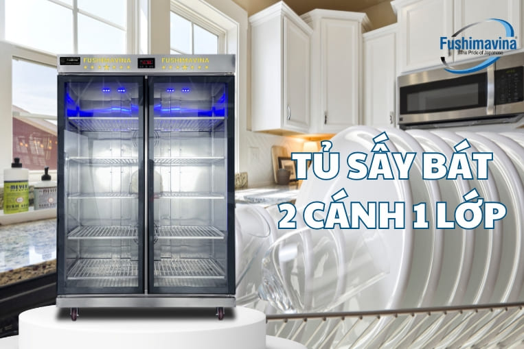 tủ sấy bát 2 cánh 1 lớp halogen