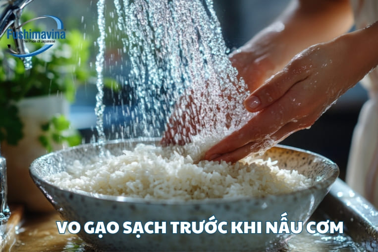 vo gạo trước khi nấu cơm