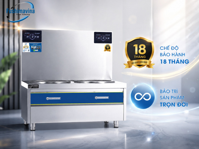 Bếp từ công nghiệp đôi 15KWx2 mặt phẳng 25 Chế độ bảo hành của Fushimavina