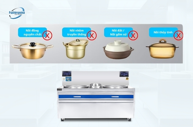 Các dụng cụ không phù hợp với bếp từ