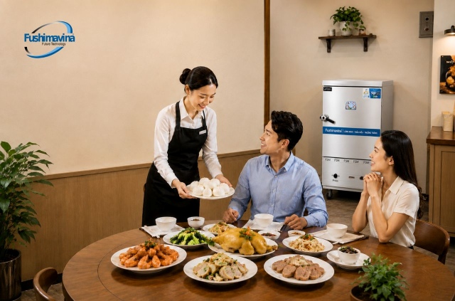 Tủ nấu cơm gas 6 khay phù hợp mô hình kinh doanh