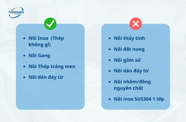 Bếp từ báo lỗi E1: 5 nguyên nhân và cách khắc phục nhanh chóng 4 Danh sách nồi dùng được/không dùng được cho bếp từ