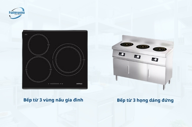 Tổng hợp kích thước bếp từ: Từ nhu cầu gia đình đến bếp công nghiệp 7 Kích thước của bếp từ 3 họng.