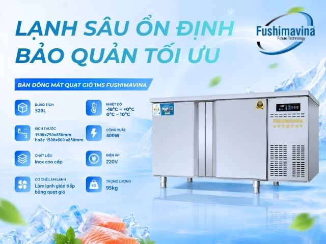 Tủ bàn đông mát 1m5 cánh Inox quạt gió 27 fsmbdmci1m5-bao-quan-thuc-pham-tot