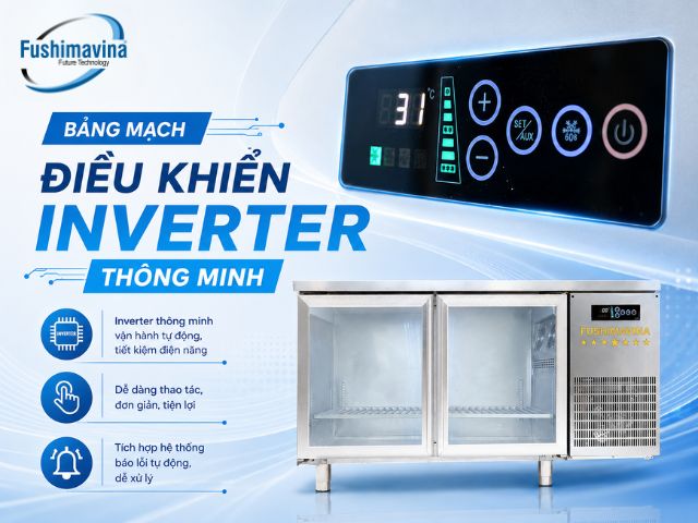 Tủ bàn lạnh, bàn mát 1m2 cánh kính quạt gió 26 fsmblckq1m2-bang-dieu-khien