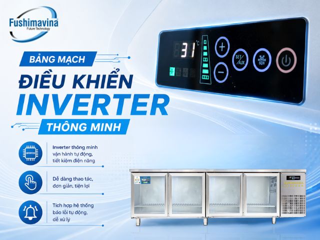Tủ bàn lạnh, bàn mát 2m3 cánh kính quạt gió 28 fsmblckq2m3-bang-dieu-khien