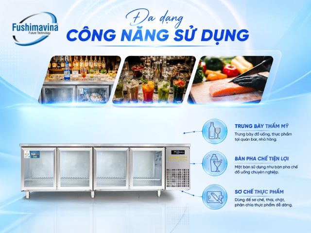 Tủ bàn lạnh, bàn mát 2m3 cánh kính quạt gió 26 fsmblckq2m3-da-dang-cong-nang