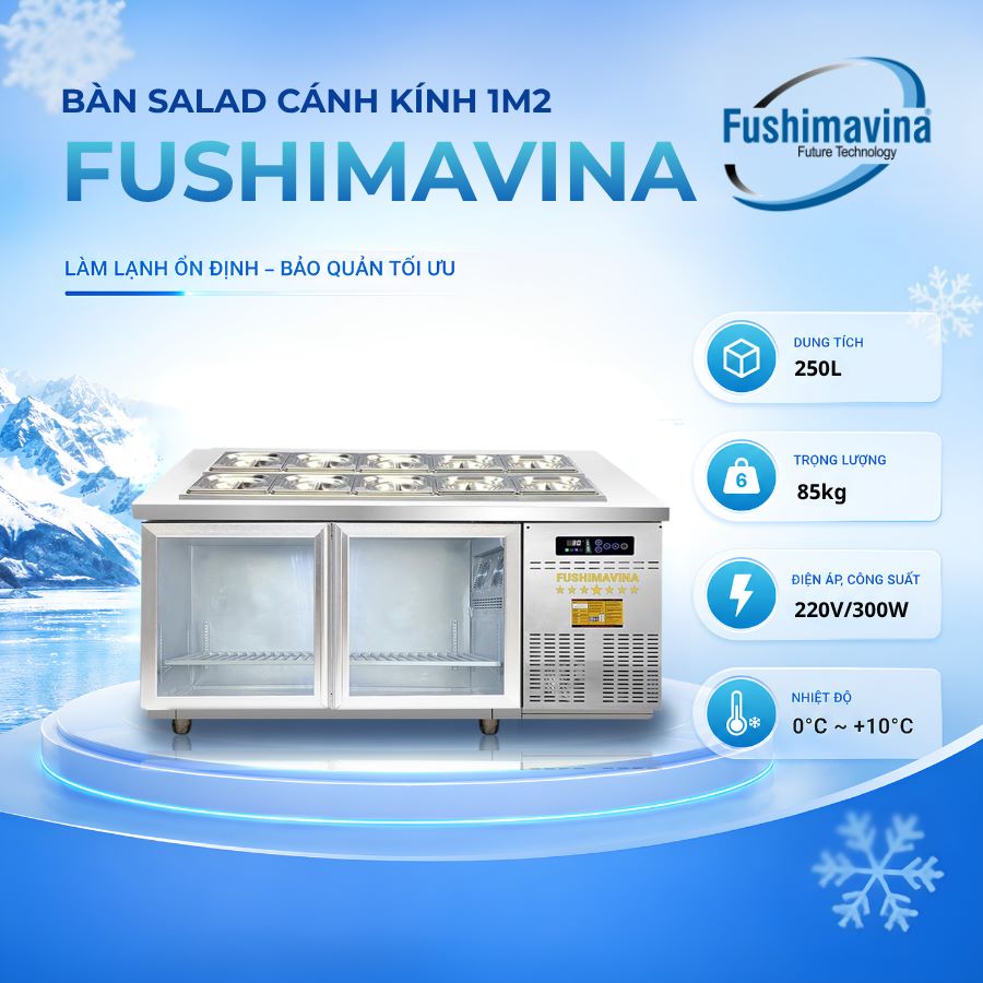 Tủ bàn salad 1m2 cánh kính quạt thổi 15 tu-ban-salad-1m2-canh-kinh-quat-thoi-1