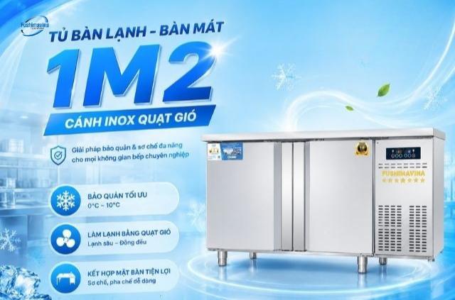 bàn mát nhà hàng 1.2m cánh inox quạt gió