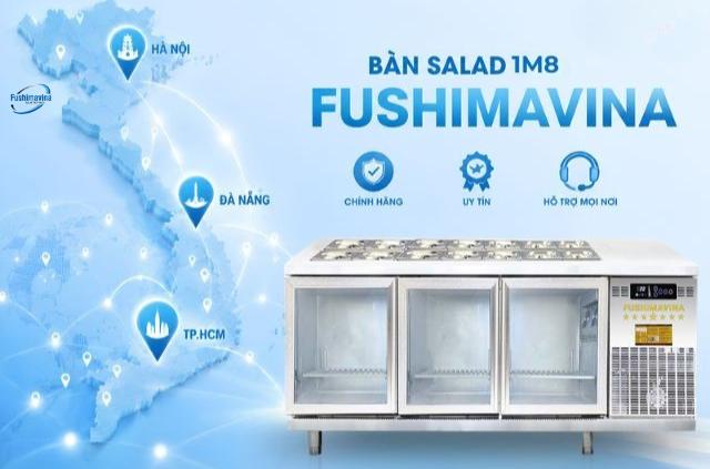 Bàn mát salad 1m8 cánh kính