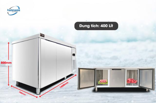 dung tích và lượng thực phẩm bảo quản ảnh hưởng đến công suất của bàn mát
