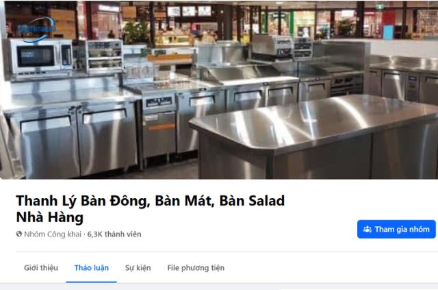 Các hội nhóm thanh lý đồ nhà hàng là nơi phổ biến để tìm mua bàn mát giá rẻ từ chủ cũ.