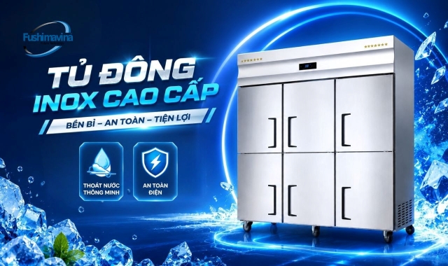 Tủ đông công nghiệp bảo quản thực phẩm ở nhiệt độ từ 0°C đến -18°C.