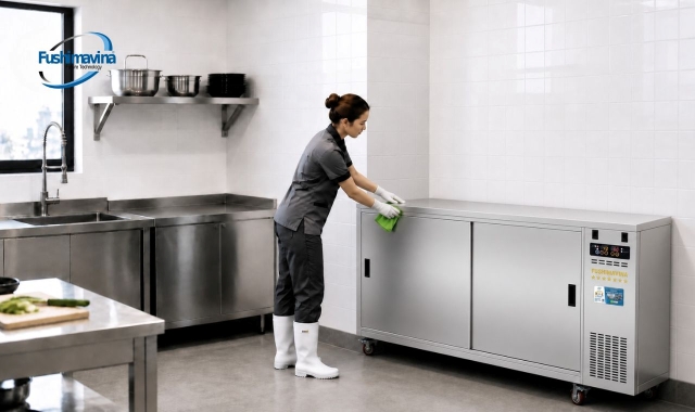 Chất liệu inox 304 cao cấp của tủ sấy khô bát công nghiệp Fushimavina.