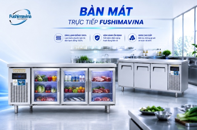 Bàn mát trực tiếp cánh inox và cánh kính