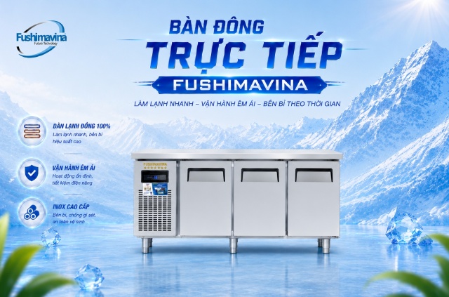 Bàn đông làm lạnh trực tiếp Fushimavina với dàn lạnh đồng 100%