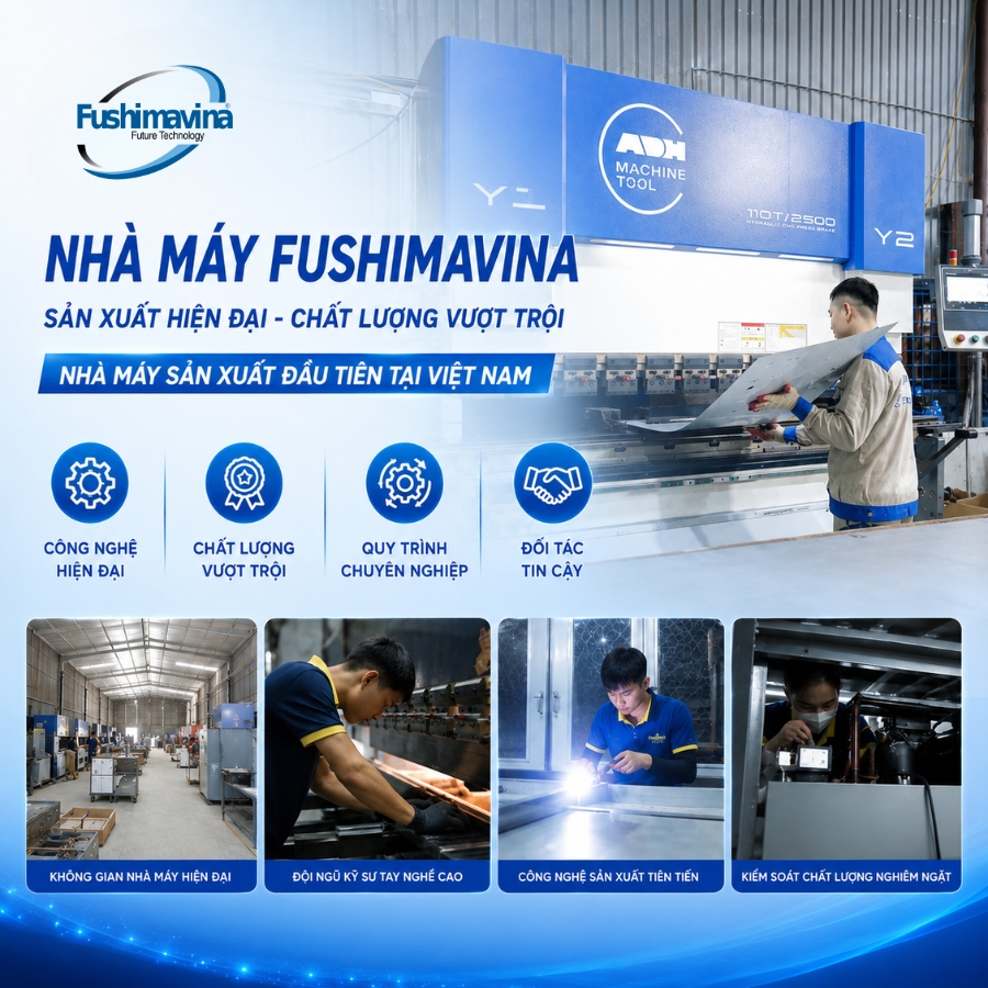 Tủ mát cánh kính quạt gió sơn tĩnh điện 5 nha-may-fushimavina
